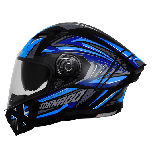 Steelbird Sba 11 Tornado T1 Matt Black Blue Full Face Helmet