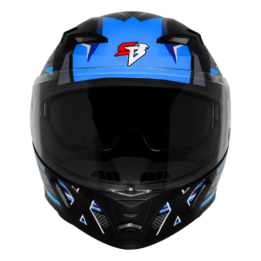 Steelbird Sba 11 Tornado T1 Matt Black Blue Full Face Helmet