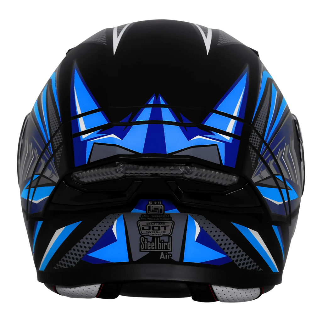 Steelbird Sba 11 Tornado T1 Matt Black Blue Full Face Helmet