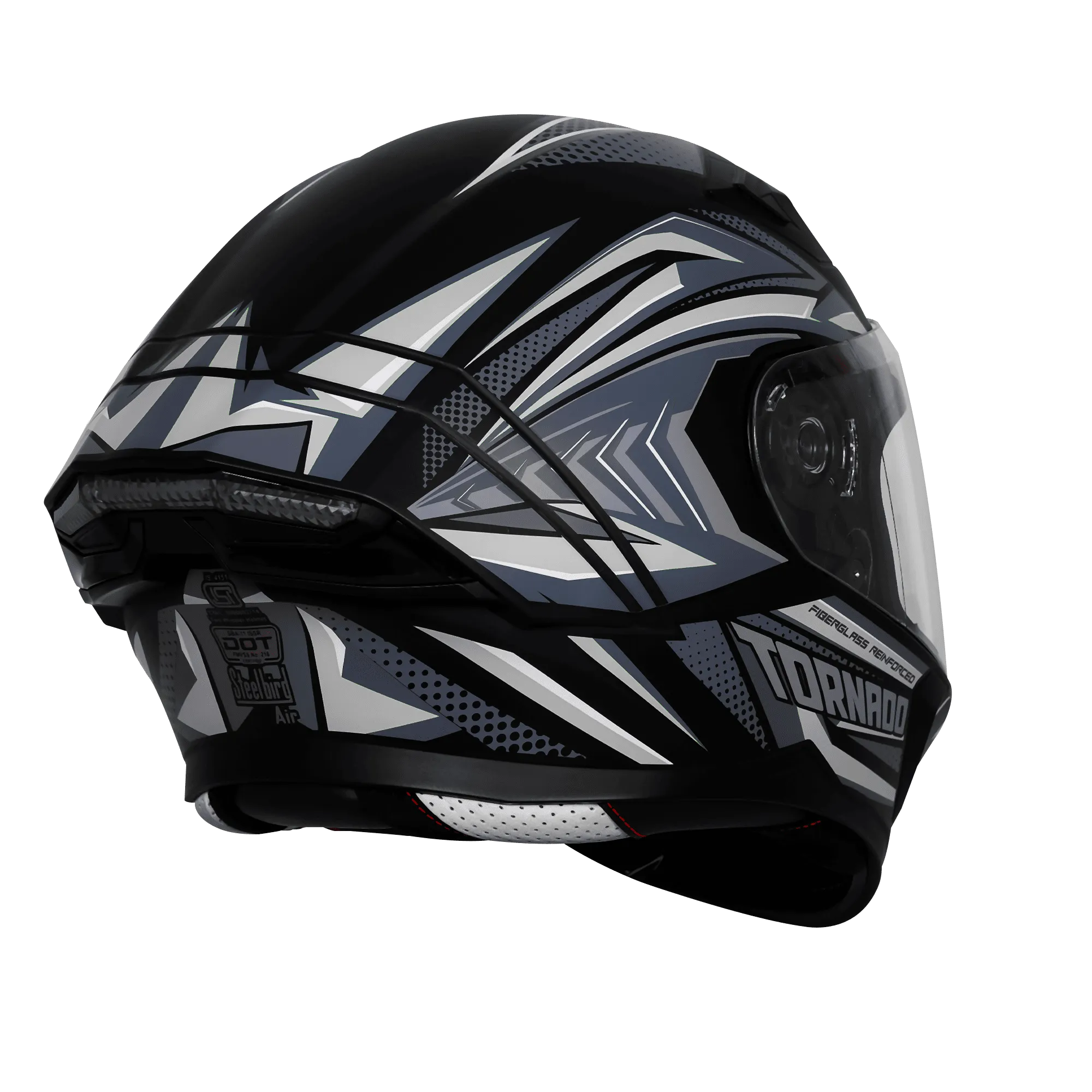 Steelbird Sba 11 Tornado T1 Matt Black Grey Full Face Helmet