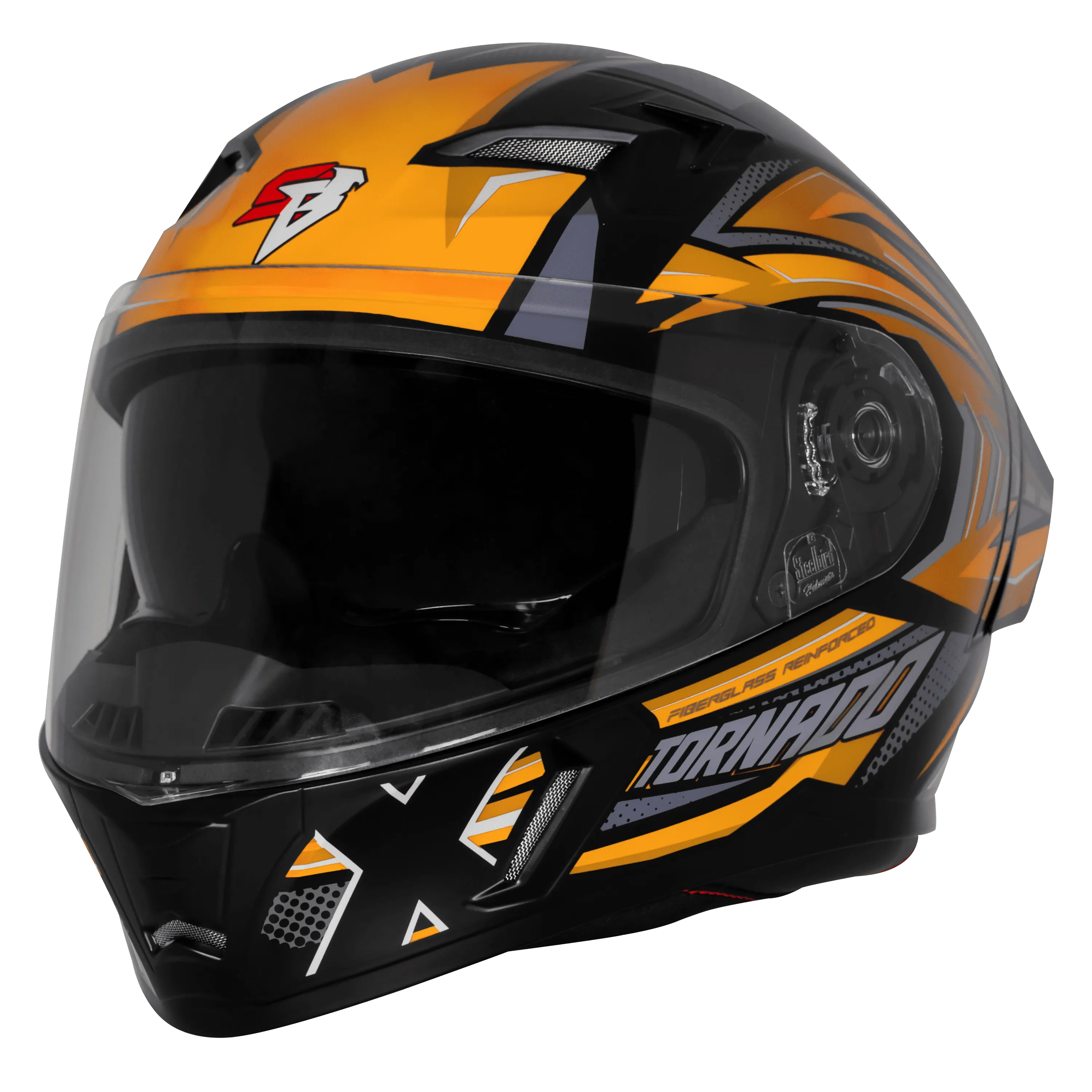 Steelbird Sba 11 Tornado T1 Matt Black Orange Full Face Helmet