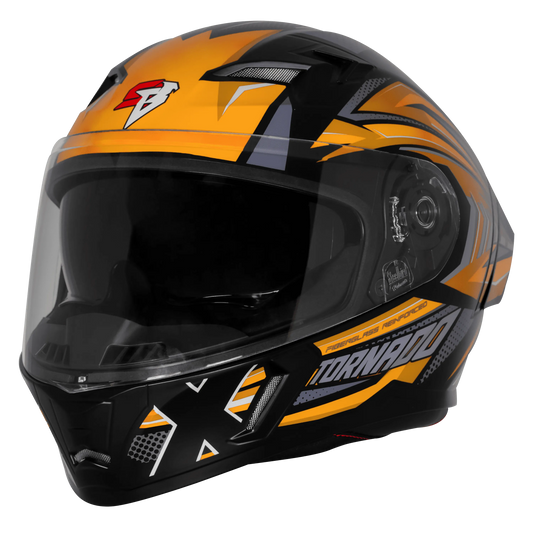 Steelbird Sba 11 Tornado T1 Matt Black Orange Full Face Helmet