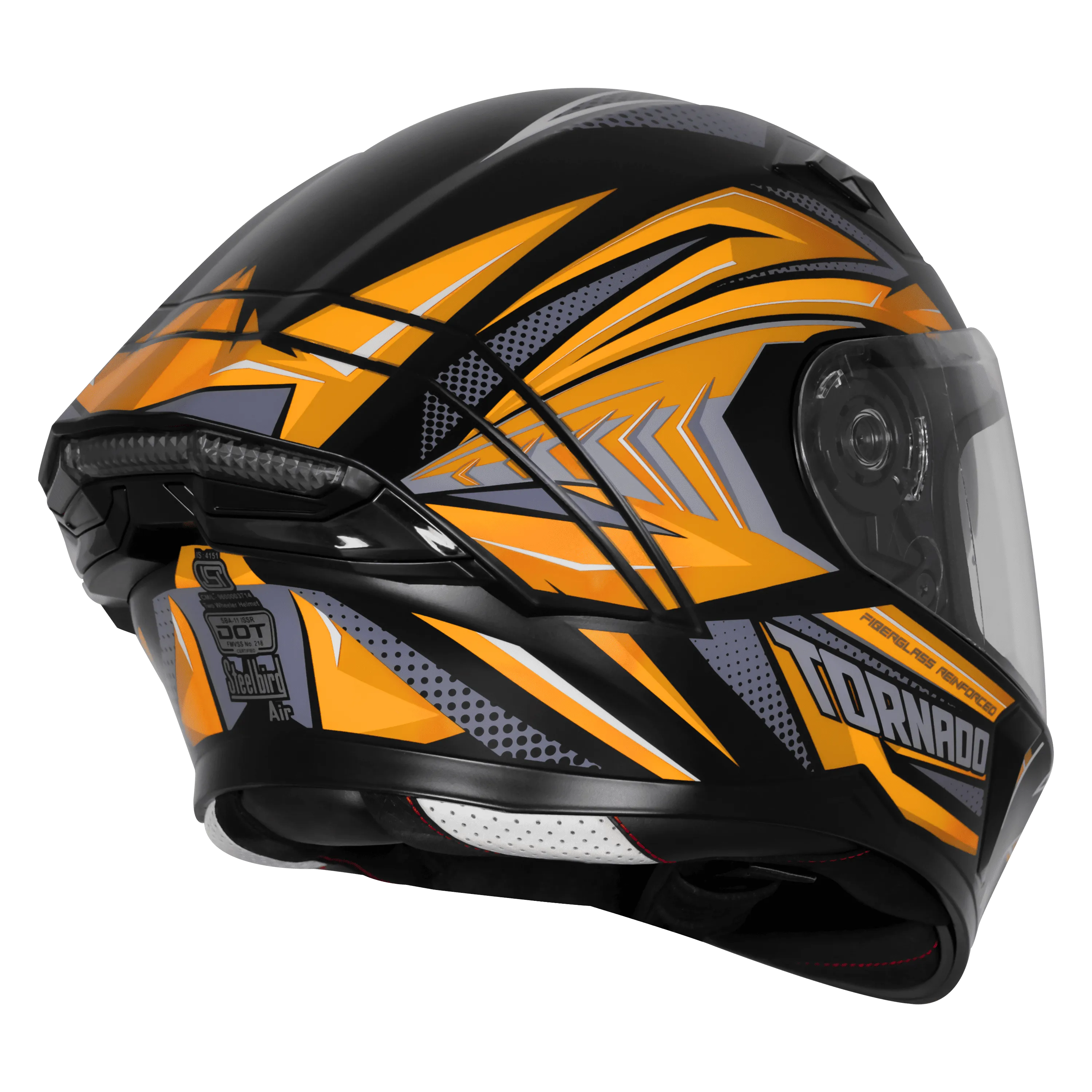 Steelbird Sba 11 Tornado T1 Matt Black Orange Full Face Helmet