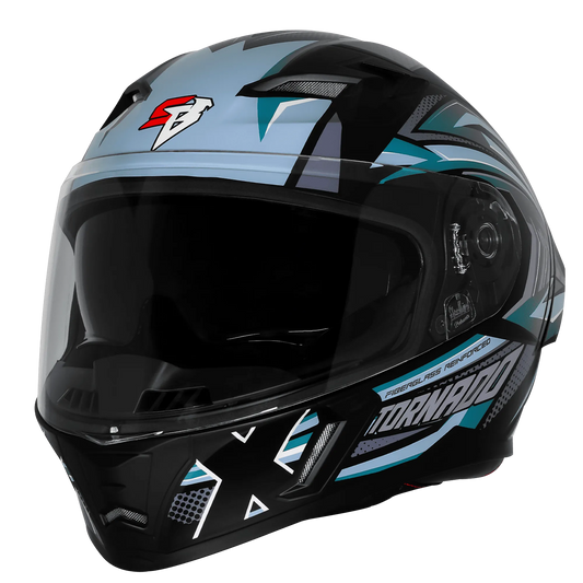 Steelbird Sba 11 Tornado T1 Matt Black Sea Green Full Face Helmet