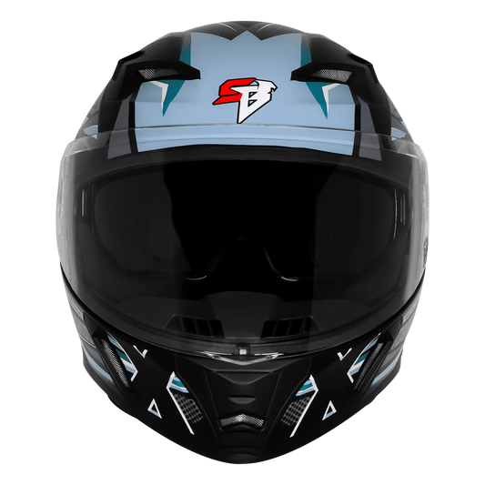 Steelbird Sba 11 Tornado T1 Matt Black Sea Green Full Face Helmet