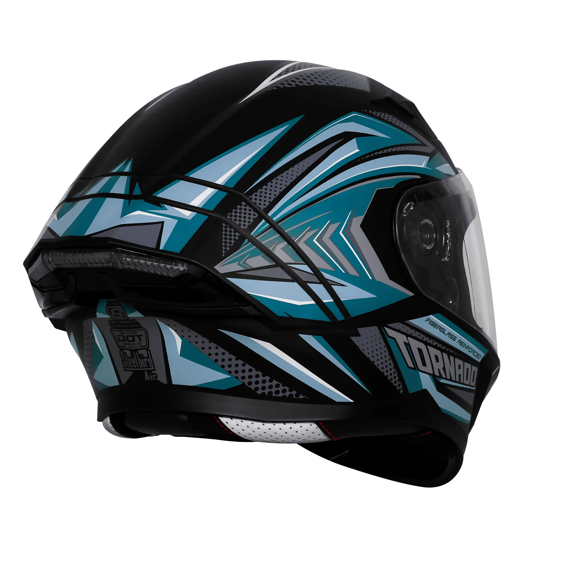 Steelbird Sba 11 Tornado T1 Matt Black Sea Green Full Face Helmet