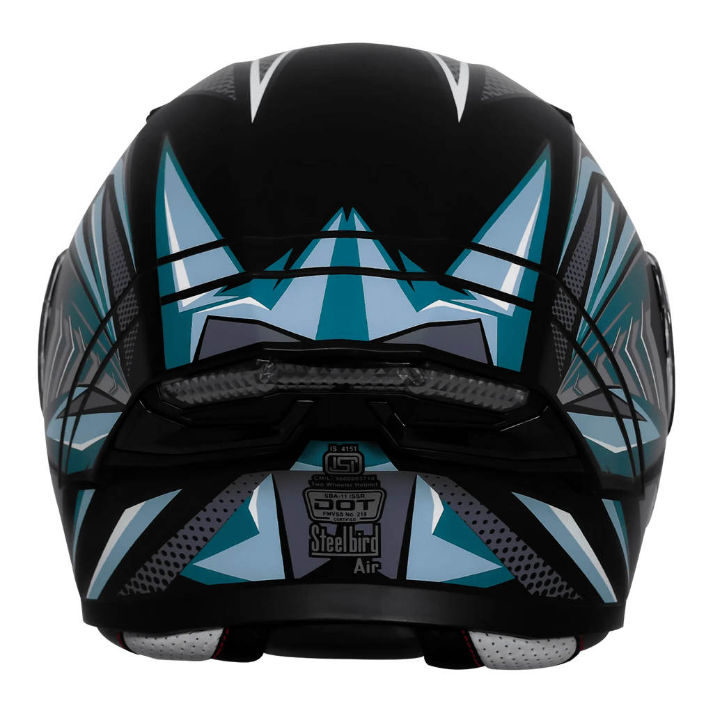 Steelbird Sba 11 Tornado T1 Matt Black Sea Green Full Face Helmet