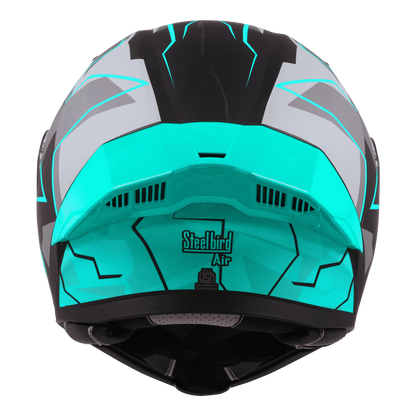 STEELBIRD Sba 20 09 Glossy Black Jazz Blue Full Face Helmet