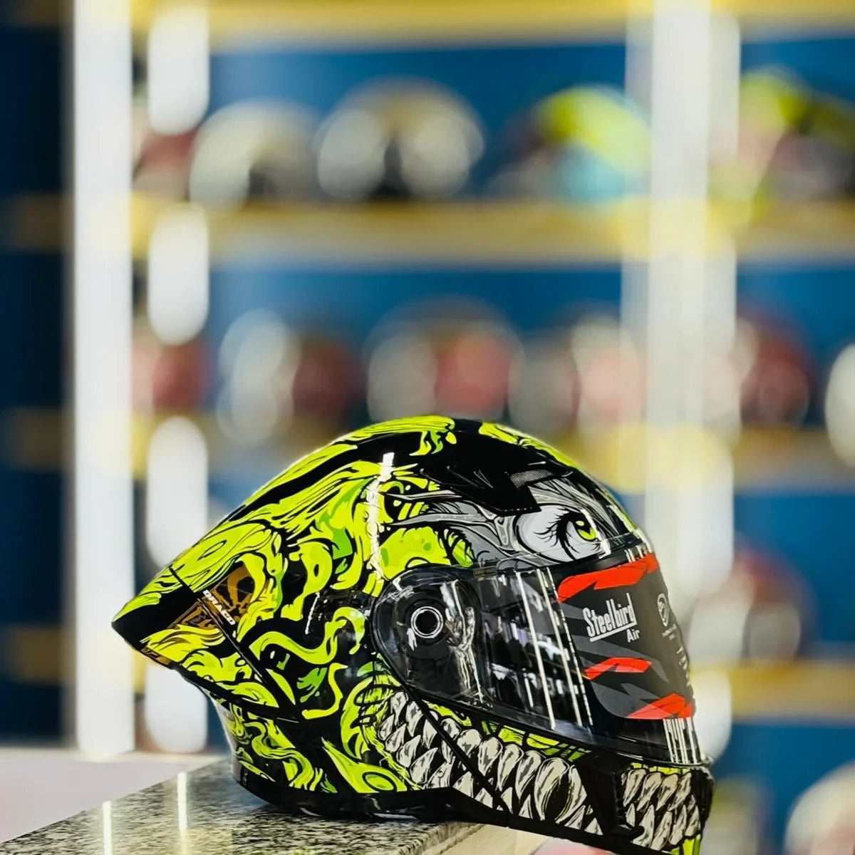 Steelbird Sba 20 Draco Black Neon Flip Up Helmet