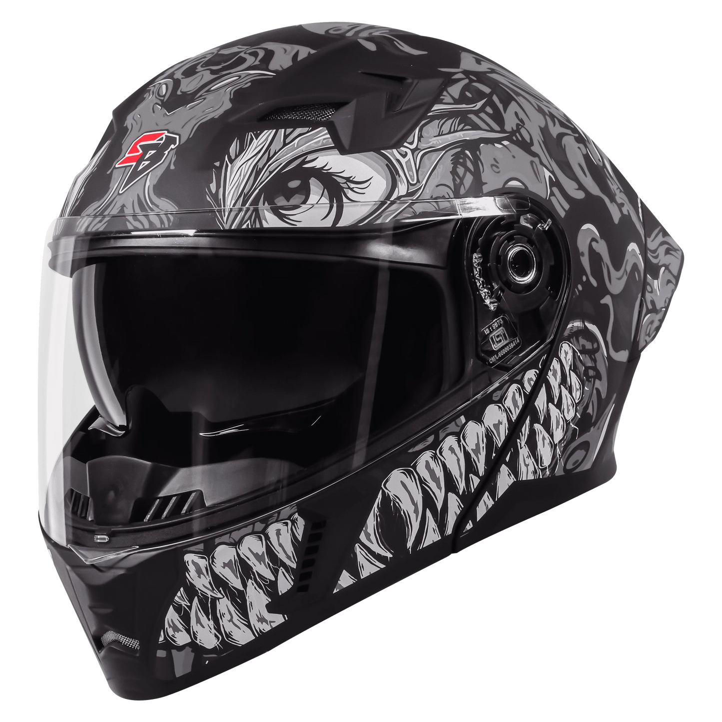 Steelbird Sba 20 Draco Matt Black Gray Flip Up Helmet