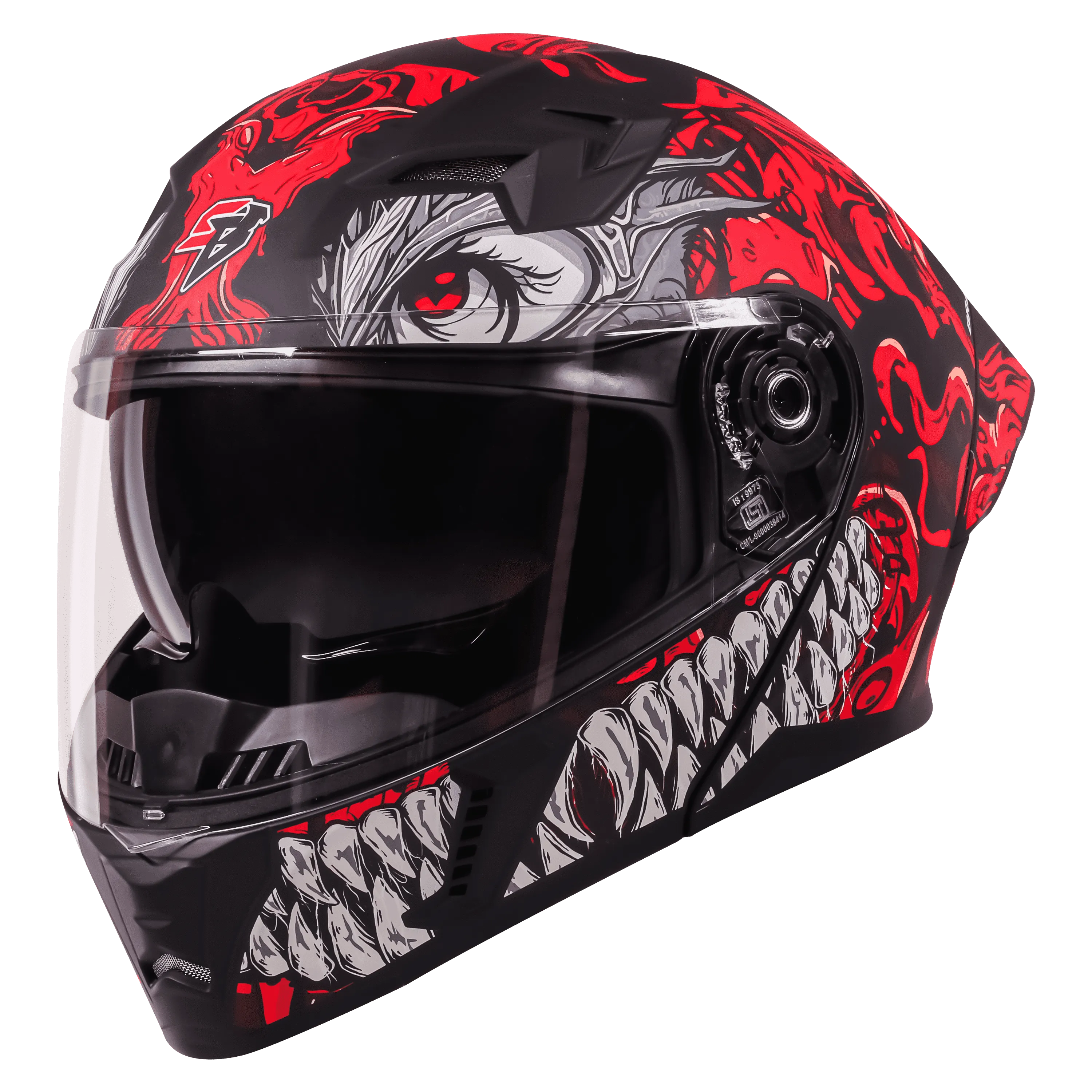 Steelbird Sba 20 Draco Matt Black Red Flip Up Helmet