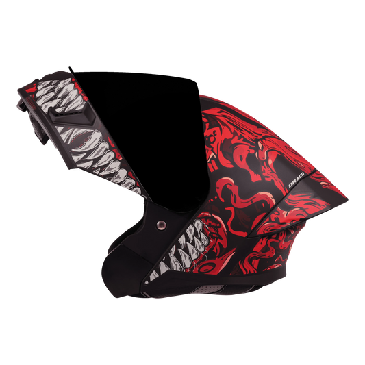 Steelbird Sba 20 Draco Matt Black Red Flip Up Helmet