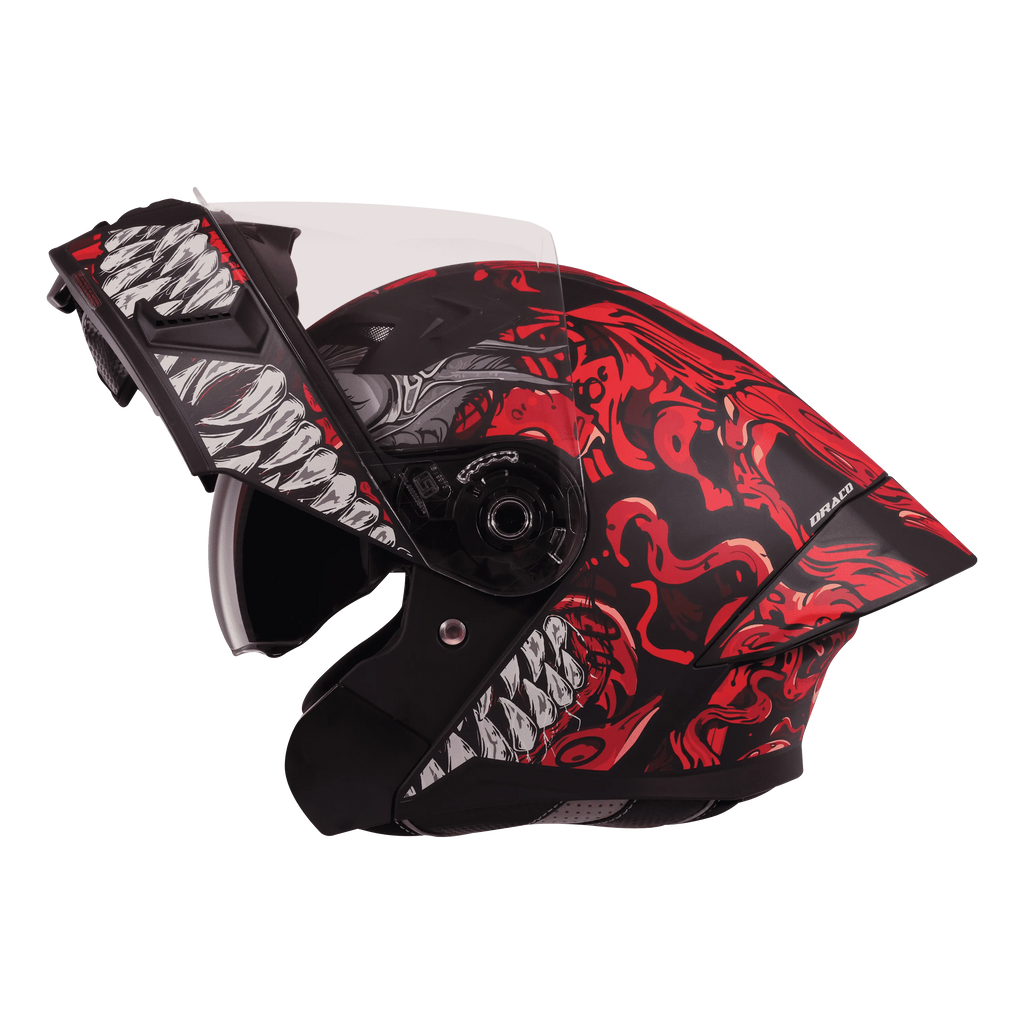 Steelbird Sba 20 Draco Matt Black Red Flip Up Helmet