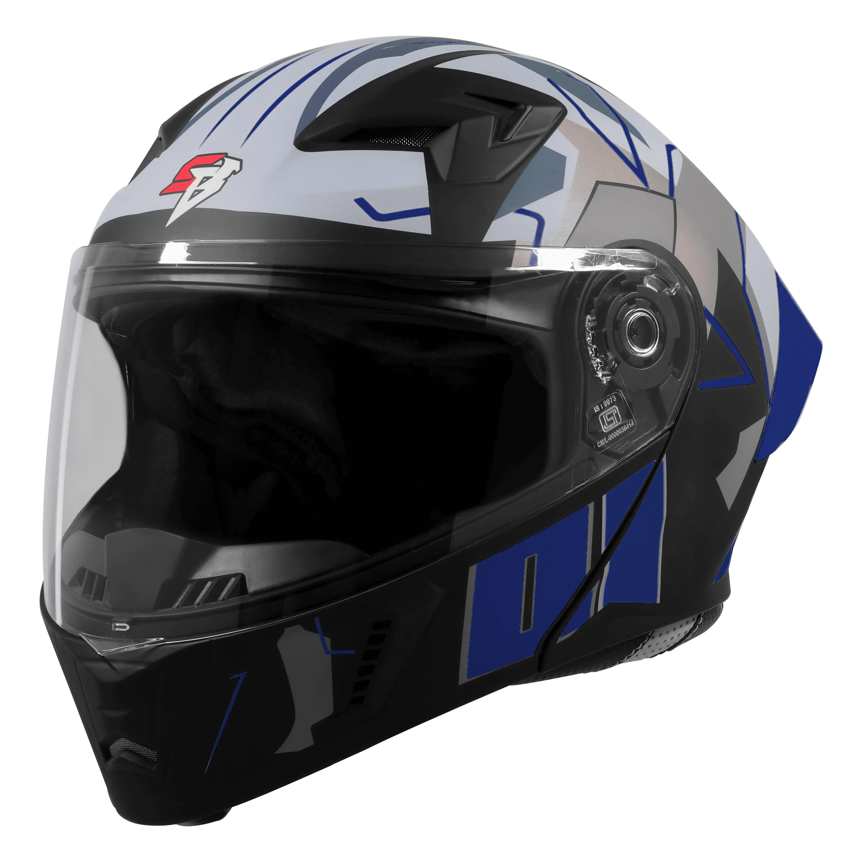 Steelbird Sba 20 Numerology 01 Black Blue Full Face Helmet