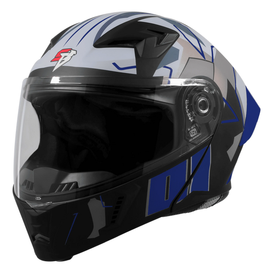 Steelbird Sba 20 Numerology 01 Black Blue Full Face Helmet