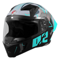 Steelbird Sba 20 Numerology 02 Black Cyan Green Full Face Helmet
