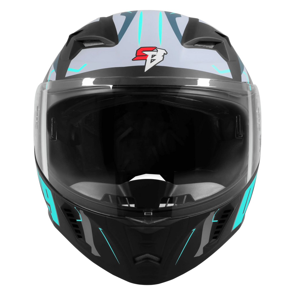 Steelbird Sba 20 Numerology 02 Black Cyan Green Full Face Helmet