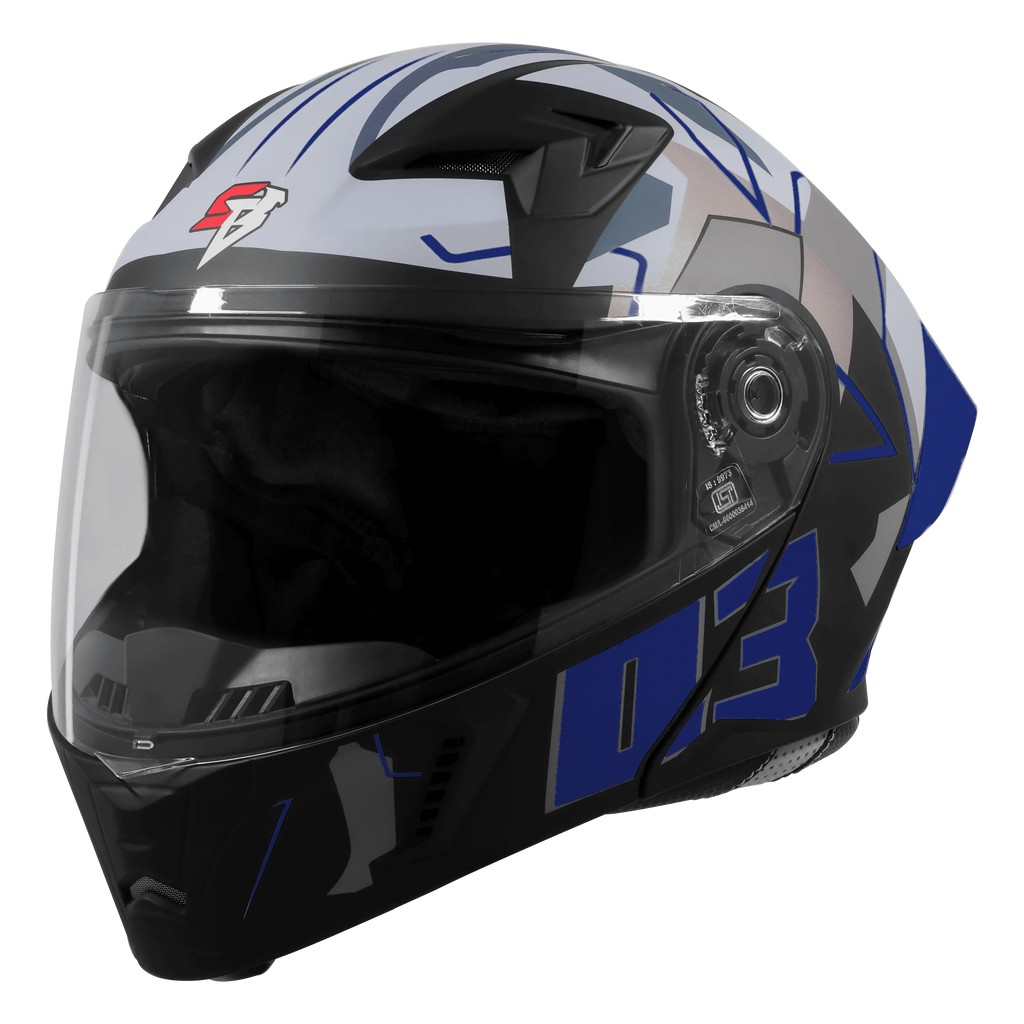 Steelbird Sba 20 Numerology 03 Black Blue Full Face Helmet