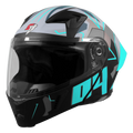 Steelbird Sba 20 Numerology 04 Black Cyan Green Full Face Helmet
