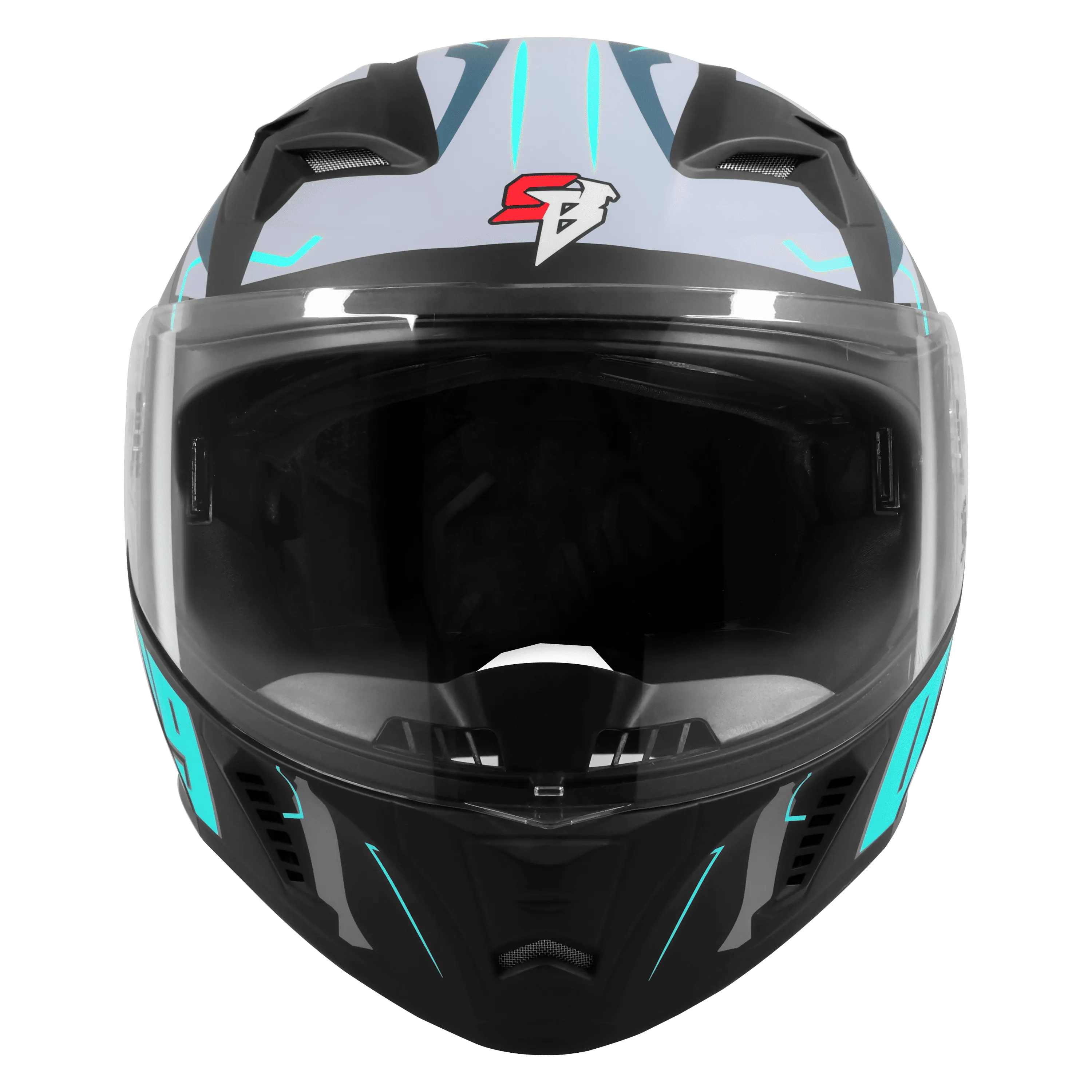 Steelbird Sba 20 Numerology 04 Black Cyan Green Full Face Helmet