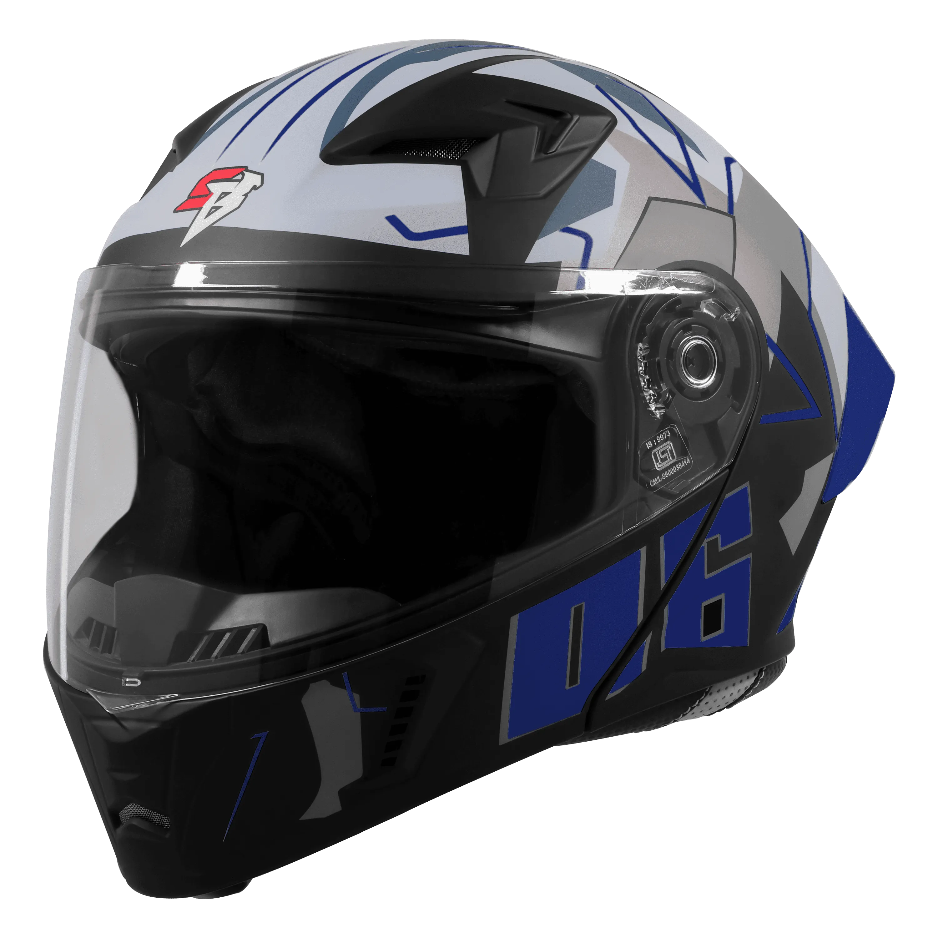 Steelbird Sba 20 Numerology 06 Black Blue Full Face Helmet