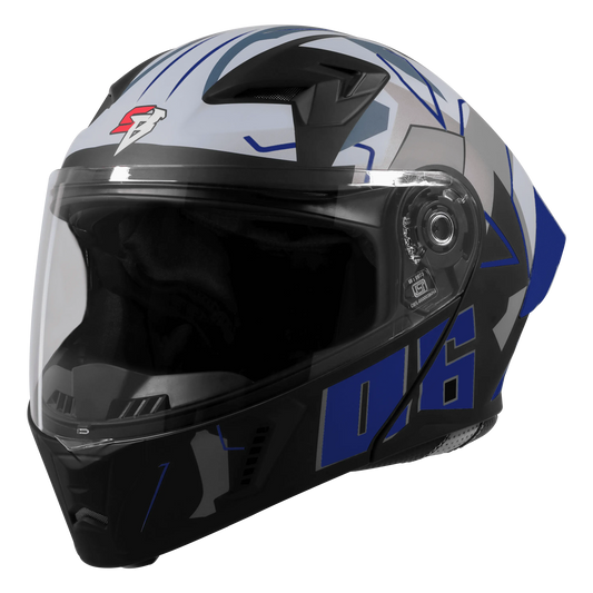 Steelbird Sba 20 Numerology 06 Black Blue Full Face Helmet