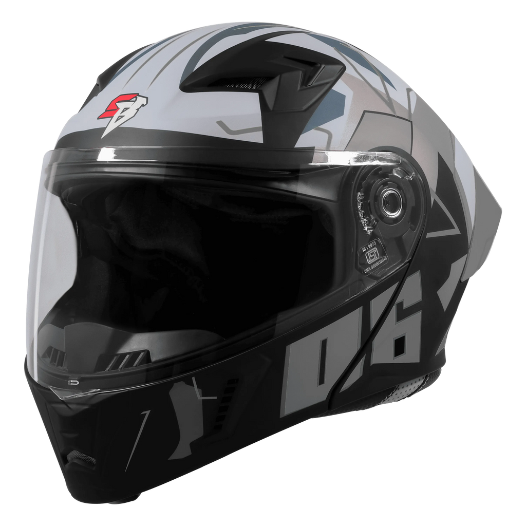 Steelbird Sba 20 Numerology 06 Black Gray Full Face Helmet
