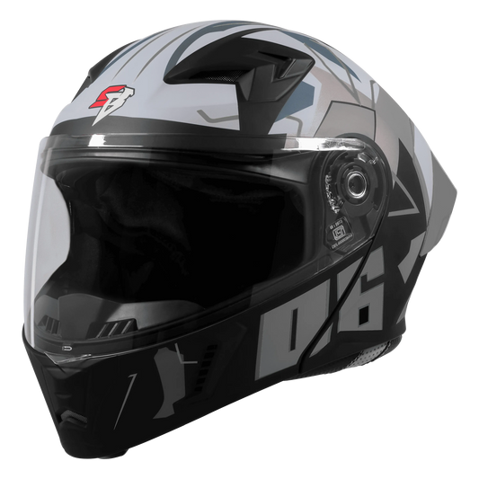 Steelbird Sba 20 Numerology 06 Black Gray Full Face Helmet