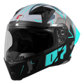 Steelbird Sba 20 Numerology 07 Black Cyan Green Full Face Helmet