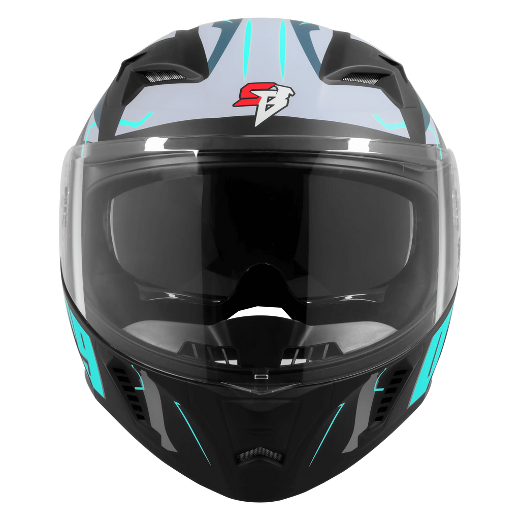 Steelbird Sba 20 Numerology 07 Black Cyan Green Full Face Helmet