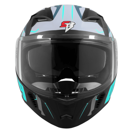 Steelbird Sba 20 Numerology 07 Black Cyan Green Full Face Helmet