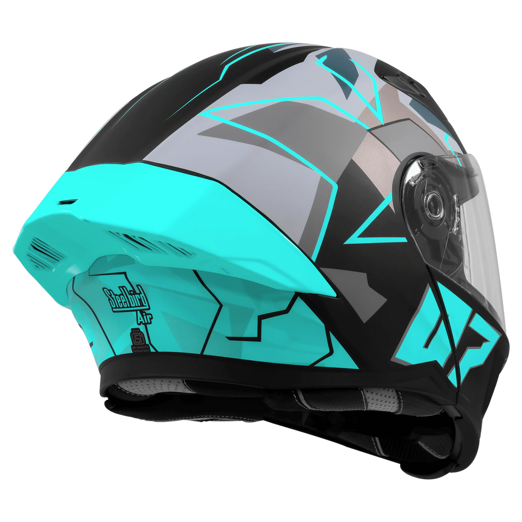 Steelbird Sba 20 Numerology 07 Black Cyan Green Full Face Helmet