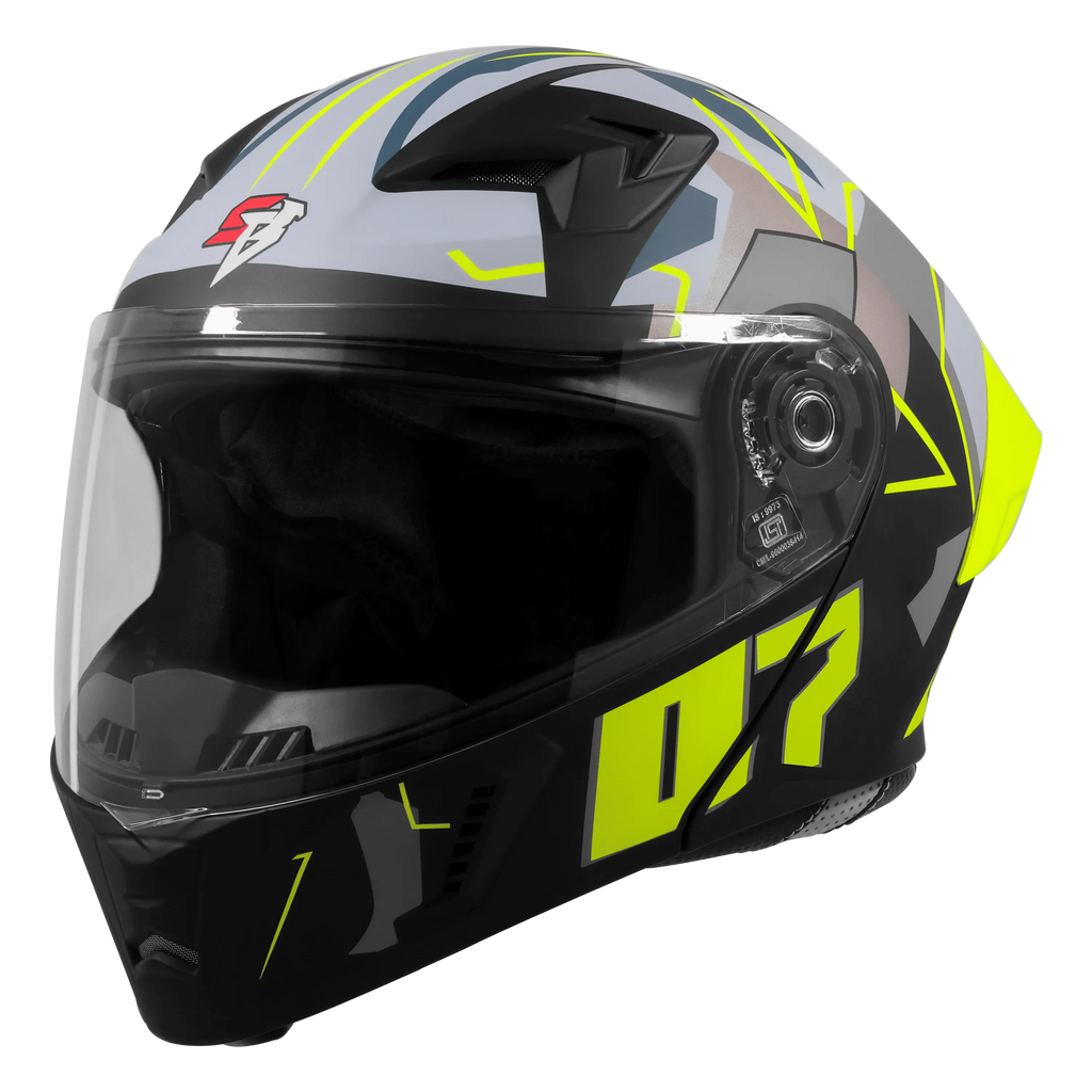 Steelbird Sba 20 Numerology 07 Black Neon Full Face Helmet