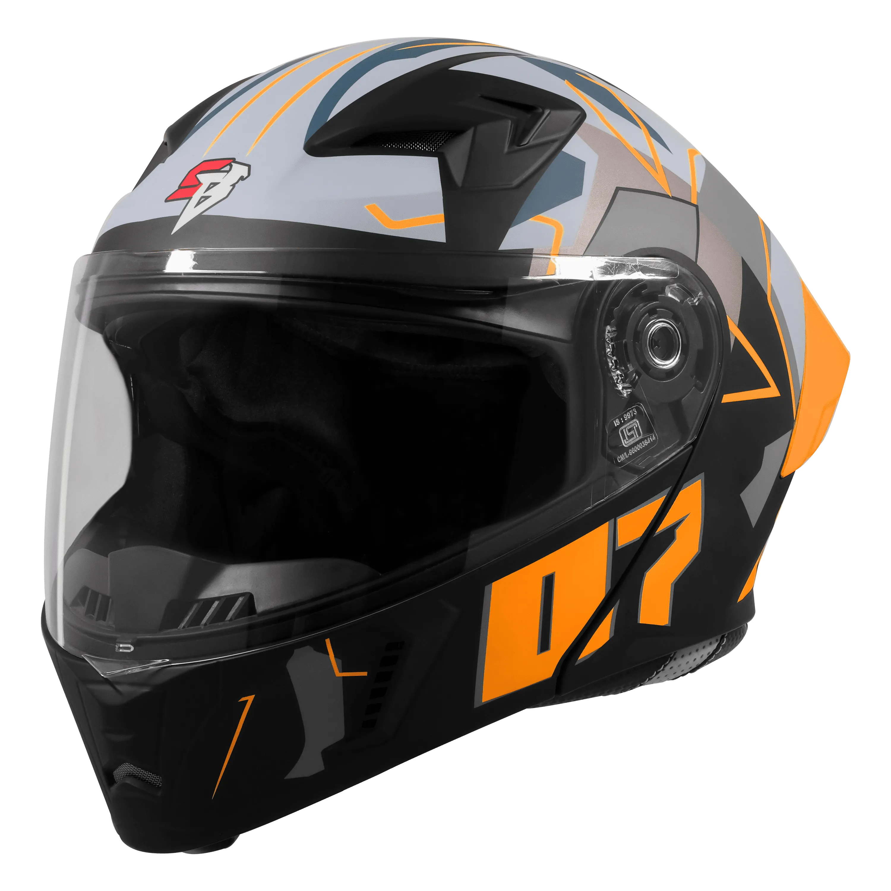 Steelbird Sba 20 Numerology 07 Black Orange Full Face Helmet