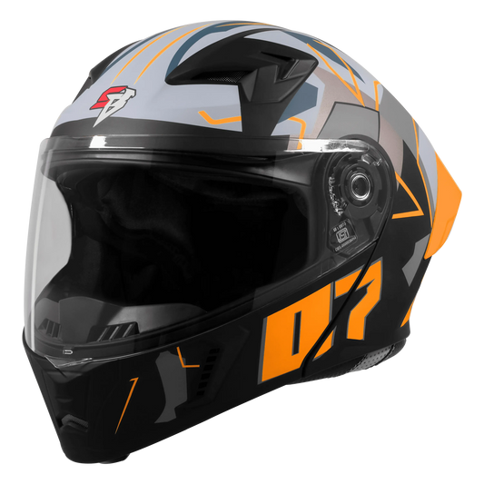 Steelbird Sba 20 Numerology 07 Black Orange Full Face Helmet