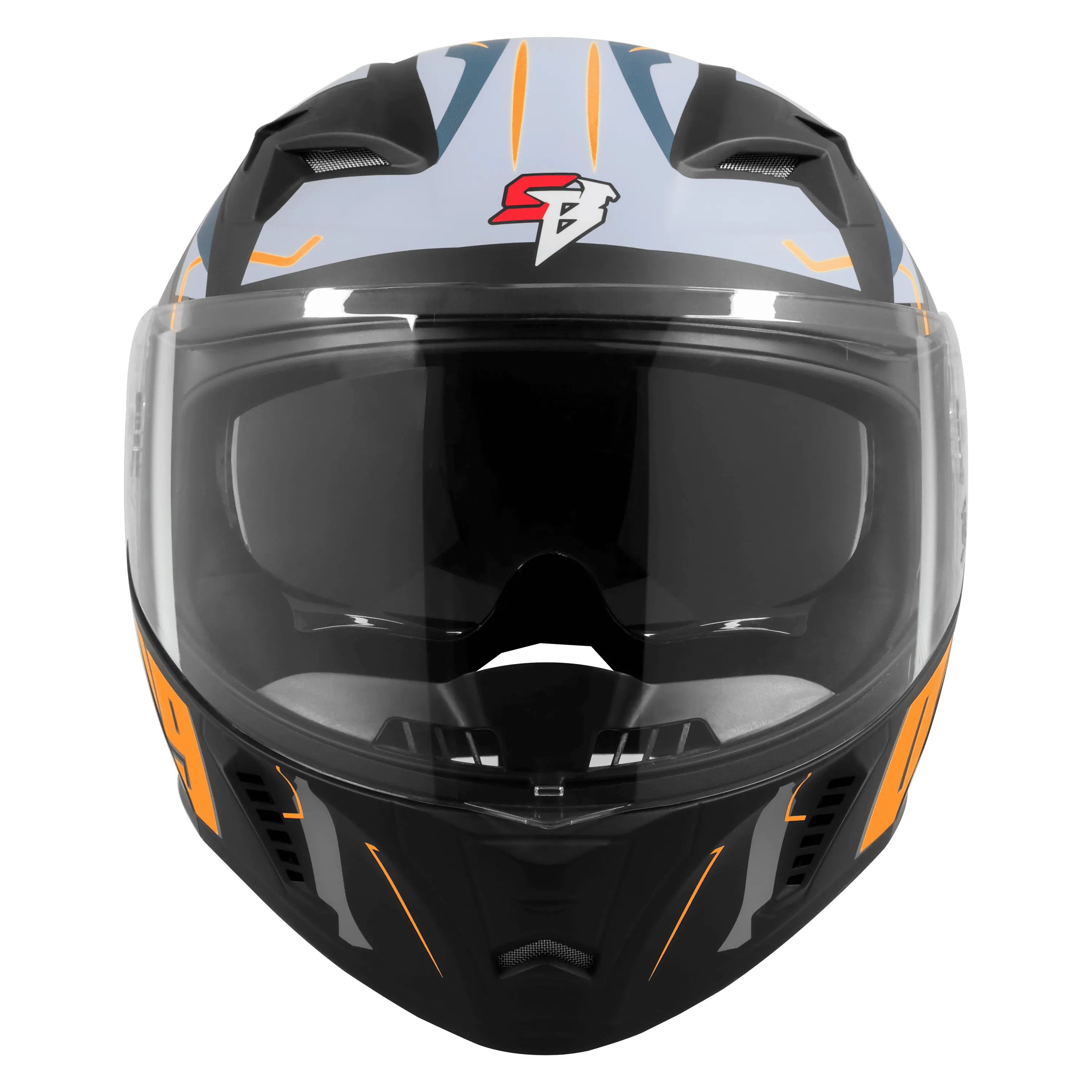 Steelbird Sba 20 Numerology 07 Black Orange Full Face Helmet