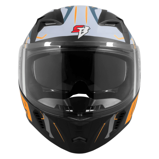 Steelbird Sba 20 Numerology 07 Black Orange Full Face Helmet