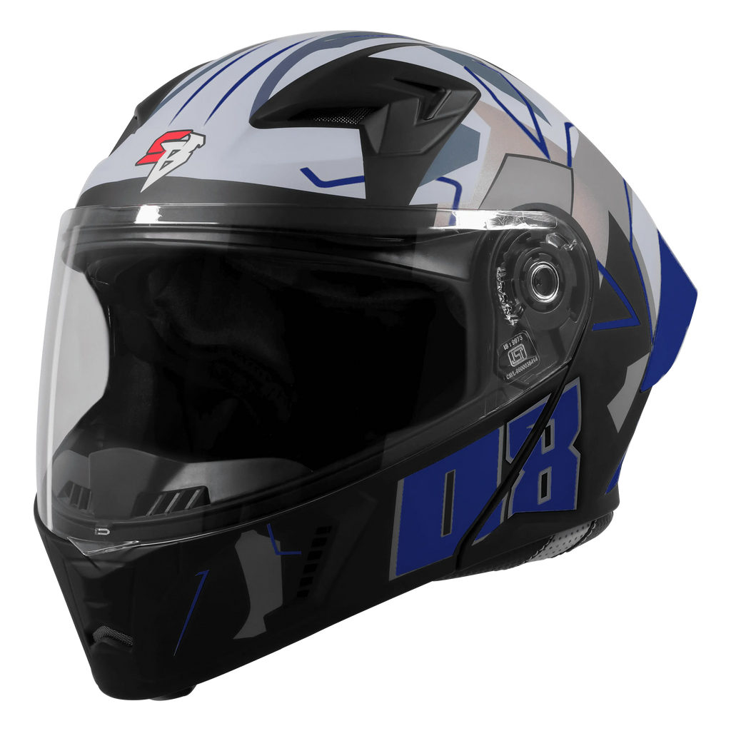 Steelbird Sba 20 Numerology 08 Black Blue Full Face Helmet