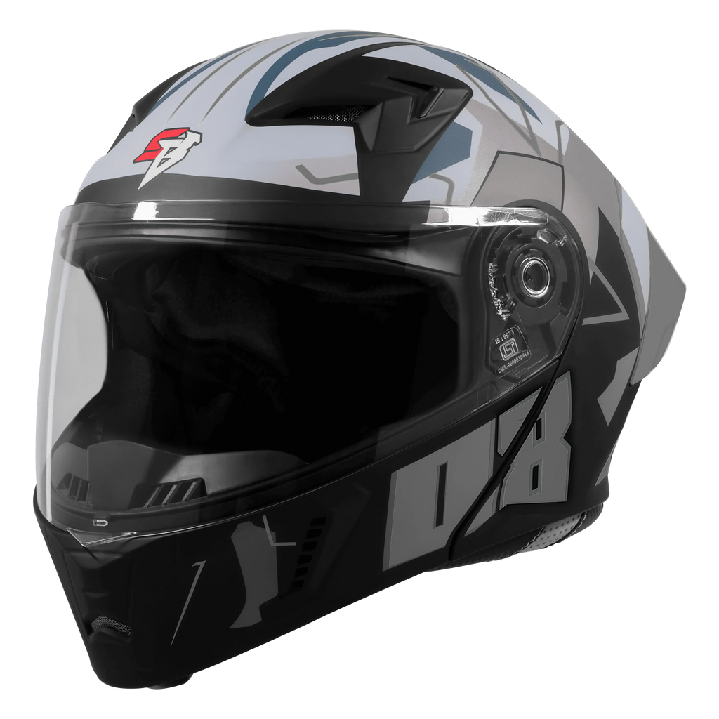 Steelbird Sba 20 Numerology 08 Black Grey Full Face Helmet