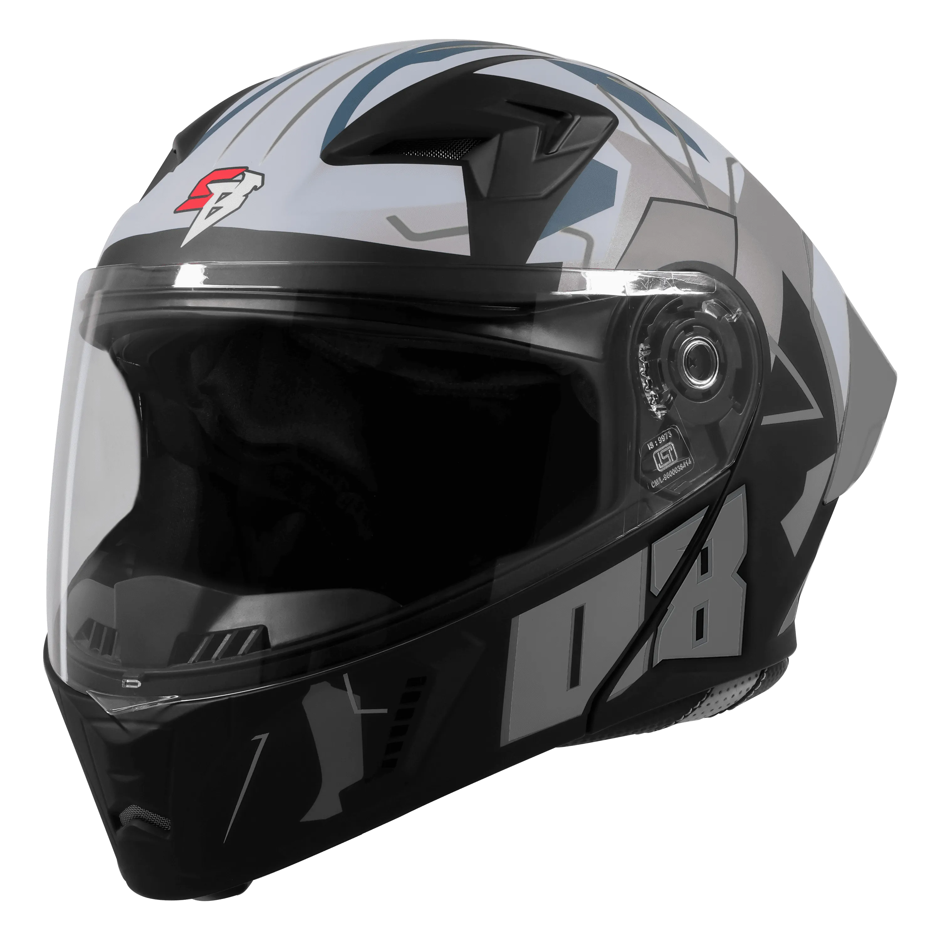 Steelbird Sba 20 Numerology 08 Black Grey Full Face Helmet