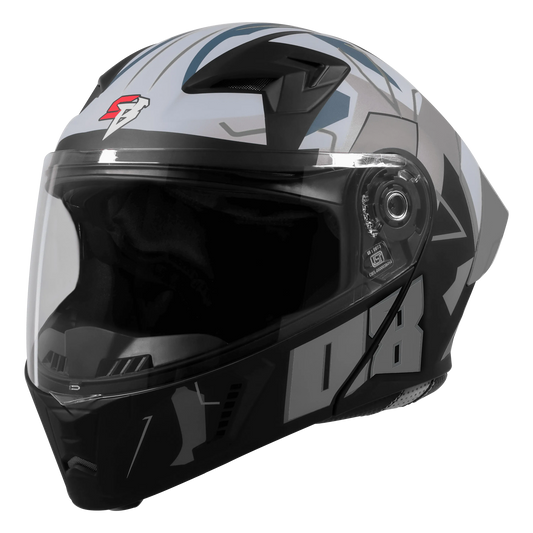 Steelbird Sba 20 Numerology 08 Black Grey Full Face Helmet