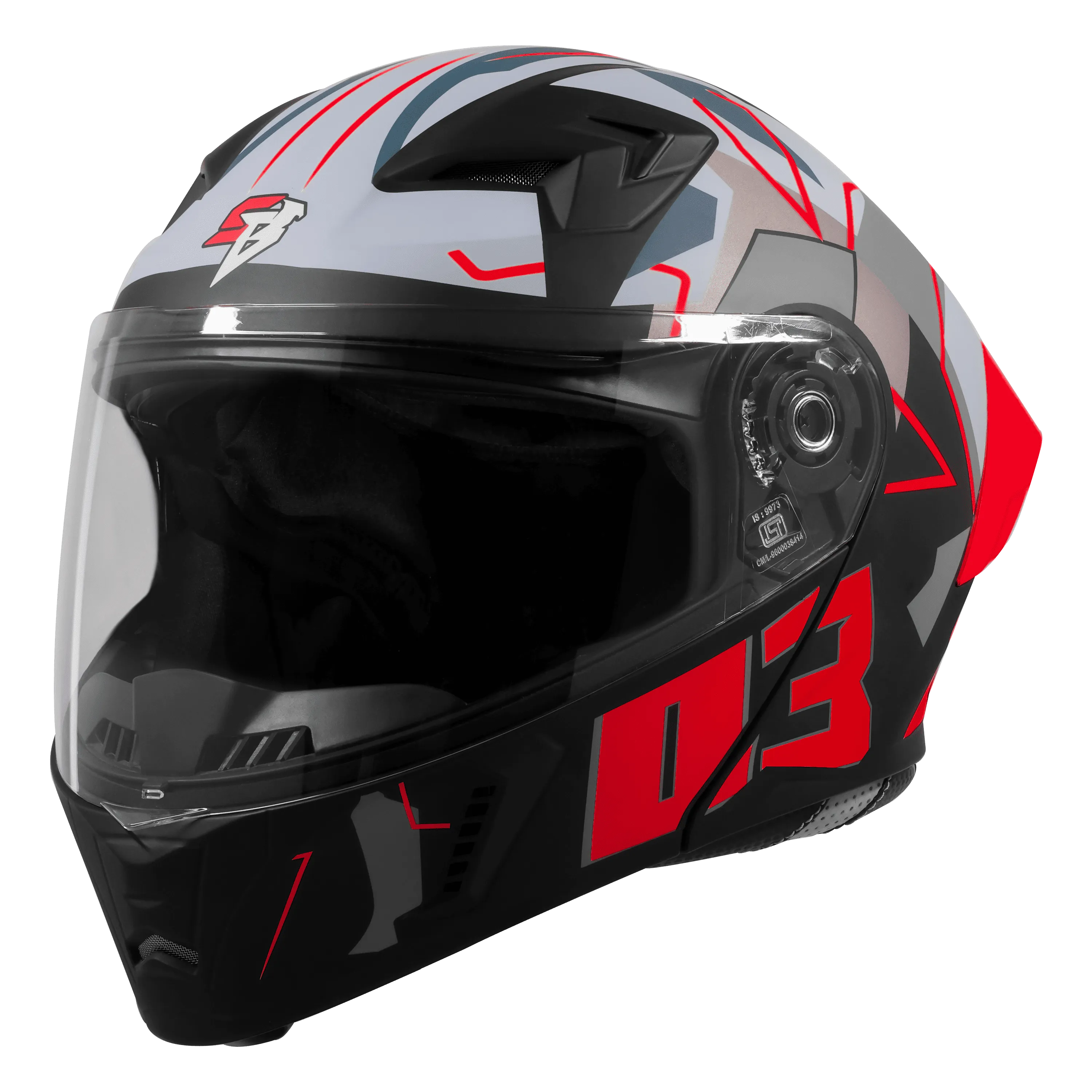 Steelbird Sba 20 Numorology 03 Black Red Full Face Helmet
