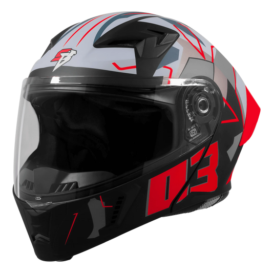Steelbird Sba 20 Numorology 03 Black Red Full Face Helmet