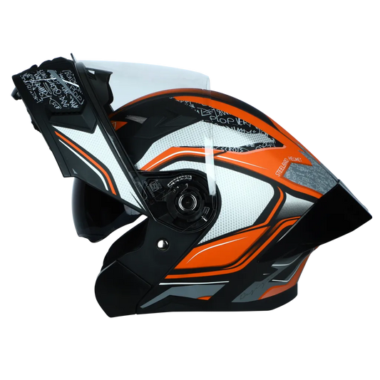 Steelbird Sba 20 Racer Black Orange Full Face Helmet