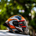 Steelbird Sba 20 Racer Glossy Black Orange Full Face Helmet Glossy