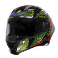 Steelbird Sba 20 Robo Black Battle Green Full Face Helmet