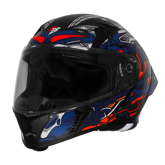Steelbird Sba 20 Robo Black Blue Full Face Helmet