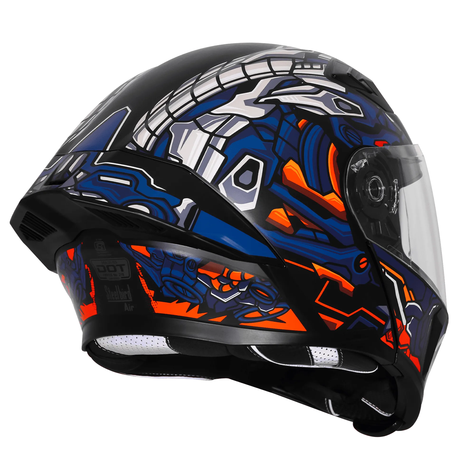 Steelbird Sba 20 Robo Black Blue Full Face Helmet