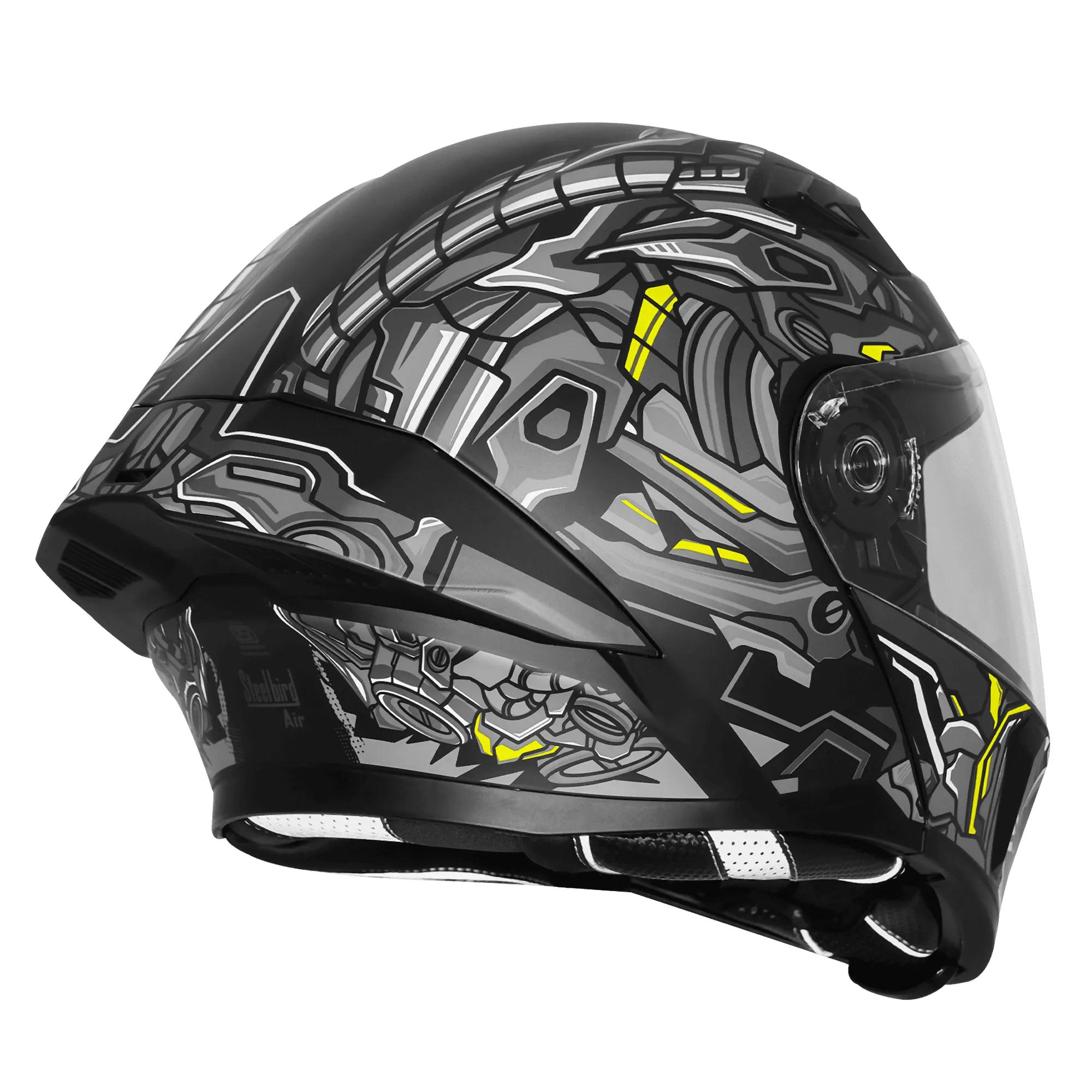 Steelbird Sba 20 Robo Black Gray Full Face Helmet