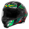 Steelbird Sba 20 Robo Black Green Full Face Helmet